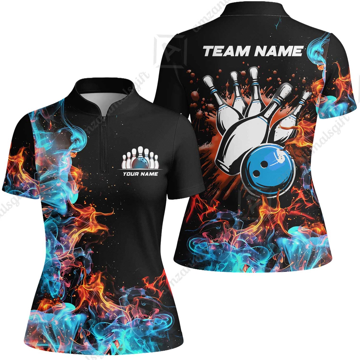 Customized Bowling Team Jersey, Bowling In Fires Multicolor Option Shirts, Custom Bowling Uniforms Jerseys For Bowlers