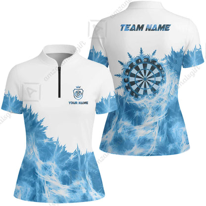 Customized Darts Women Jersey Shirt, Darts Icy Light White And Multi Color Team Women Jersey Shirt Jersey For Darts Player