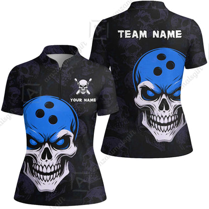 Custom Bowling Team Uniform Jersey Skull Bowling Shirt with Gothic Style, Bowling uniforms, Personalized Name And Team Name