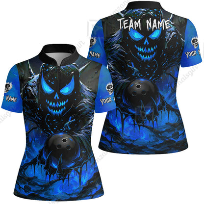 Custom Bowling Jersey Polo Shirt, Hellfire Strike, Custom Bowling Jersey Team Shirt For Players With Name & Team Name