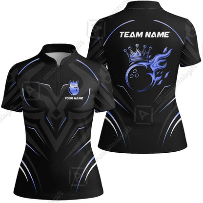 Customized Bowling Women Jersey Shirt, Custom Crown Bowling Uniform Women Jersey, Multicolor Team Style Jersey for Bowlers