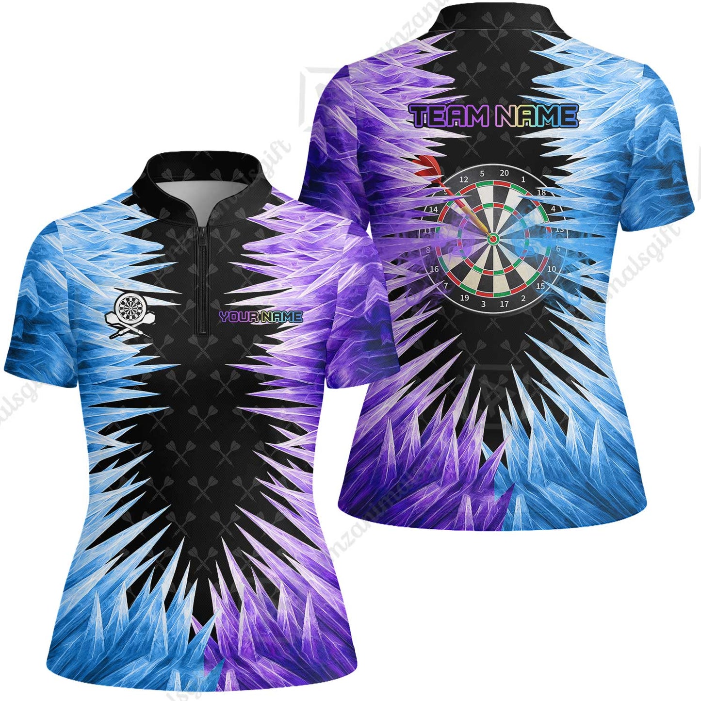 Customized Darts Women Jersey Shirt, Darts Dartboard Ice And Fire Multicolor Women Jersey Shirt Jersey For Darts Players