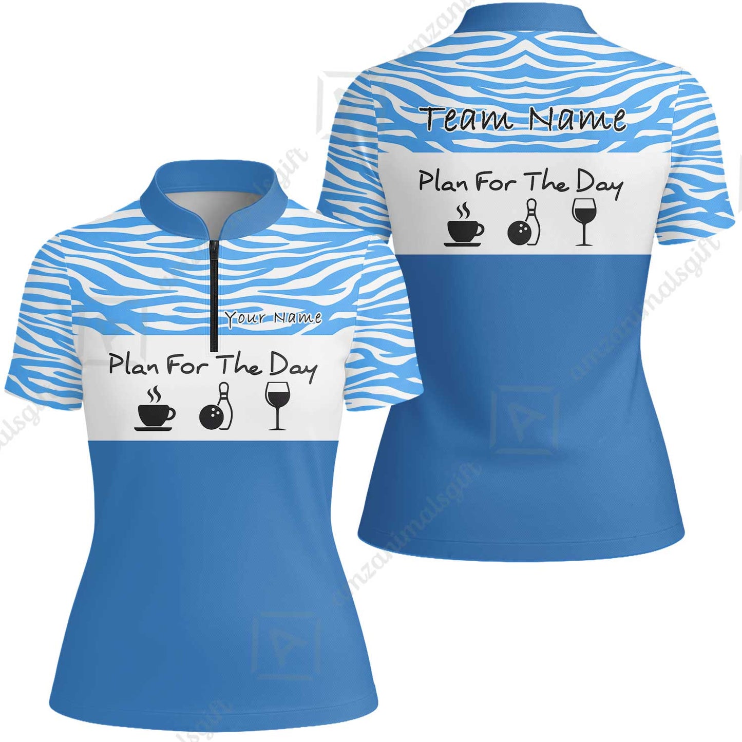 Custom Bowling Jersey Polo Shirt, Pink Zebra Pattern Bowling, Custom Bowling Jersey Team Shirt For Players With Name & Team Name