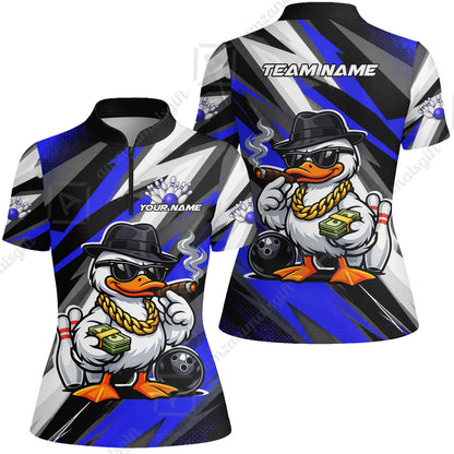 Custom Bowling Jersey Polo Shirt, Boss Hustle Duck Gangster Style, Custom Bowling Jersey Team Shirt For Players With Name and Team Name