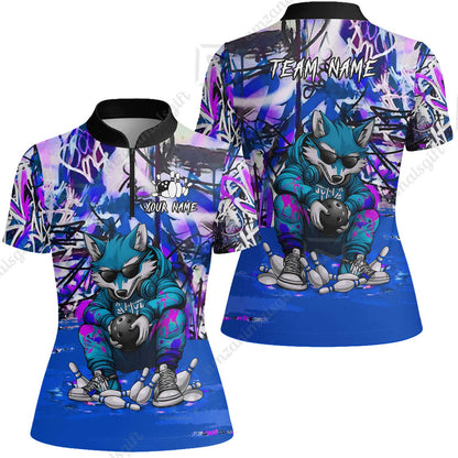 Custom Streetwear Wolf Bowling Jersey Polo Shirt, Custom Streetwear Wolf Bowling Jersey Team Shirt For Players With Name & Team Name