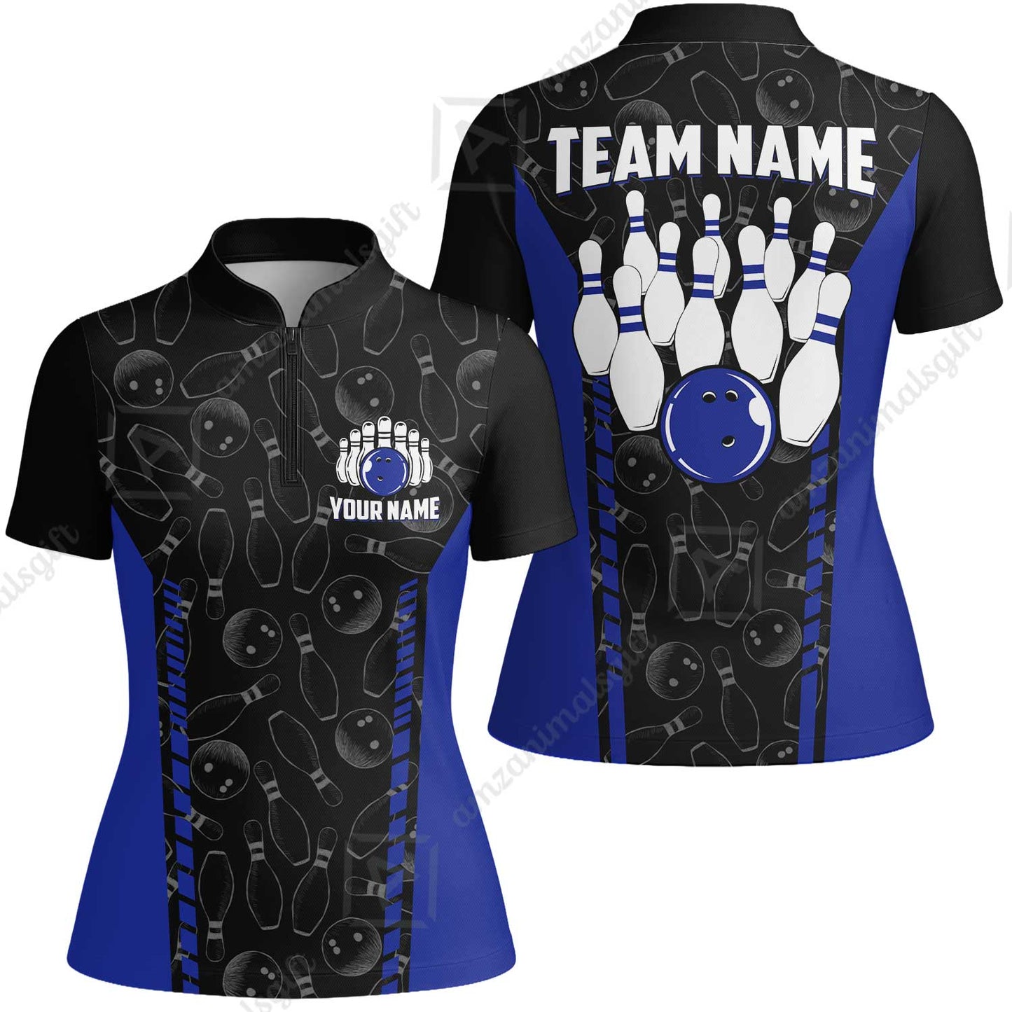 Custom Bowling Unisex Polo Shirts, Bowling Team Jersey Pattern, Bowling uniforms Ball & Pins Multicolor Options