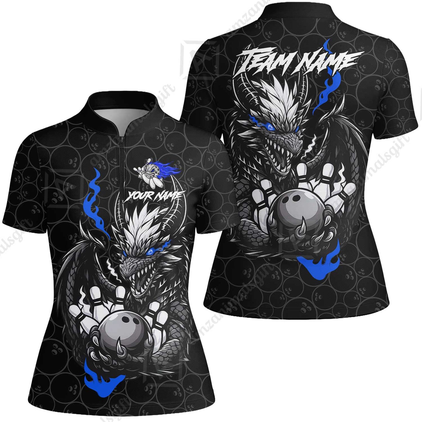 Custom Badass Dragon Bowling Jersey Polo Shirt, Custom Badass Dragon Bowling Team Shirt For Players With Name & Team Name