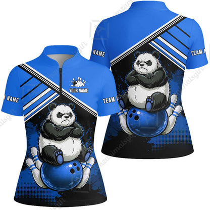 Custom Bowling Jersey Polo Shirt, Panda Mascot Bowling Custom Bowling Jersey Team Shirt For Players With Name & Team Name