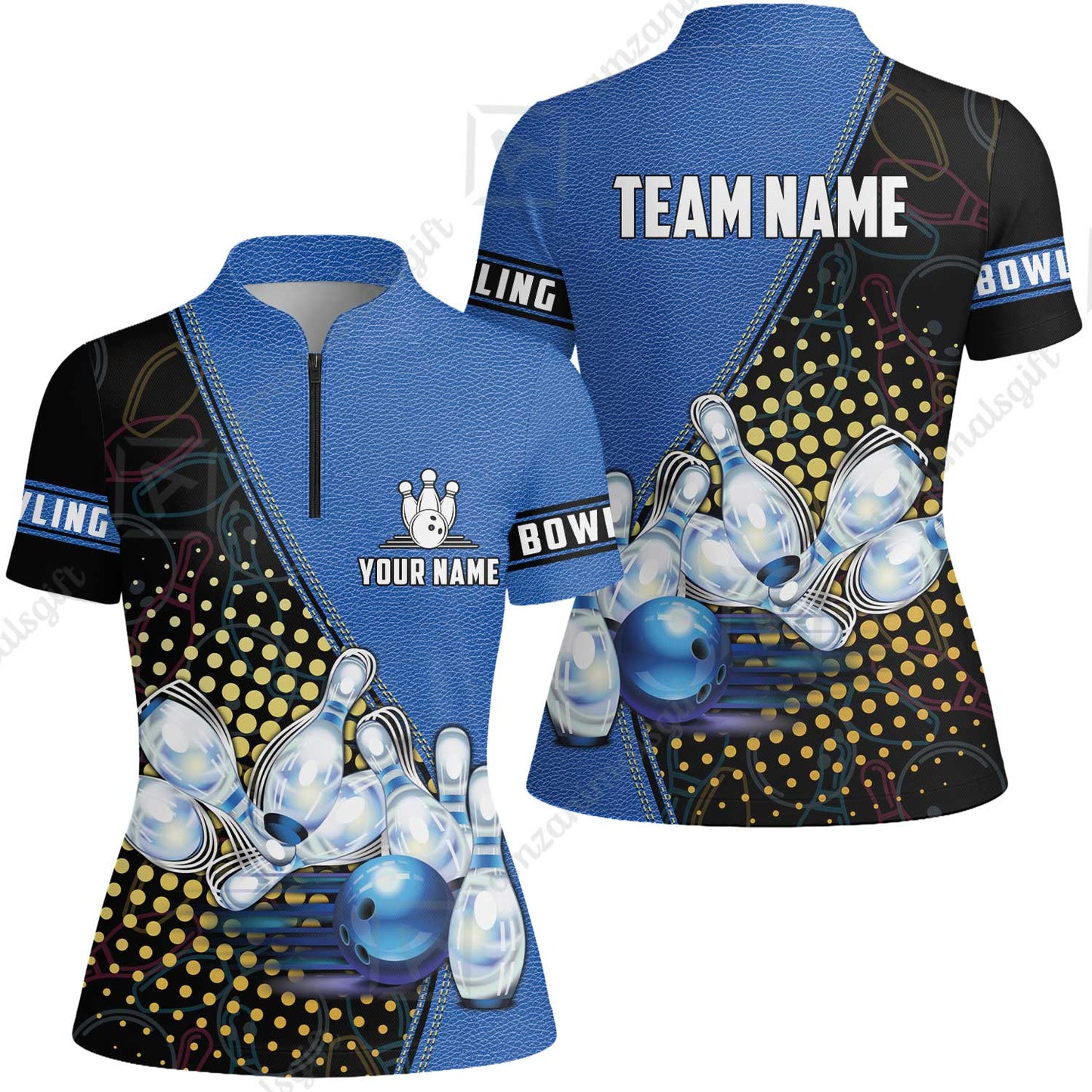 Customized Bowling Women Jersey Shirt, Leather Pattern Bowling Strike Out Women Jersey Shirt Multicolor Option For Bowlers