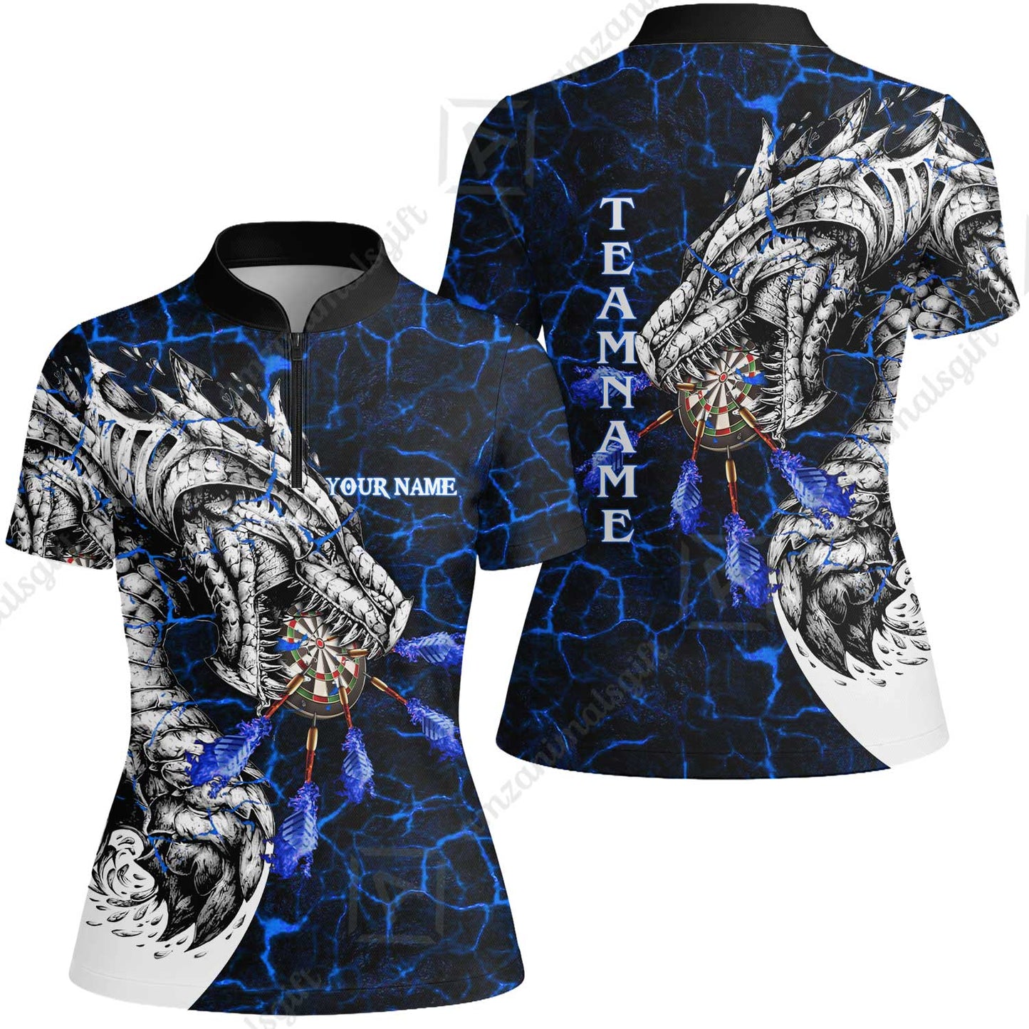 Customized Darts Team Women Jersey Shirt, Darts And Dragon With Magma Personalized Women Jersey Shirt For Darts Players