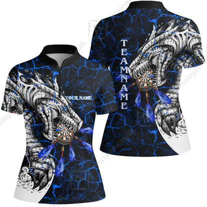 Customized Darts Team Women Jersey Shirt, Darts And Dragon With Magma Personalized Women Jersey Shirt For Darts Players