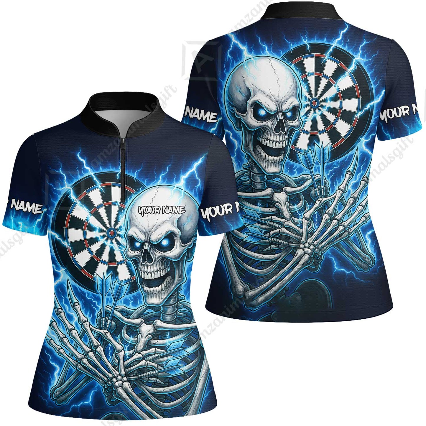 Custom Darts Team Women Jersey Shirt, Dartboard Electric Skeleton Darts Jersey Women Jersey Shirt, Custom Darts Uniforms Jersey