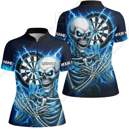 Custom Darts Team Women Jersey Shirt, Dartboard Electric Skeleton Darts Jersey Women Jersey Shirt, Custom Darts Uniforms Jersey