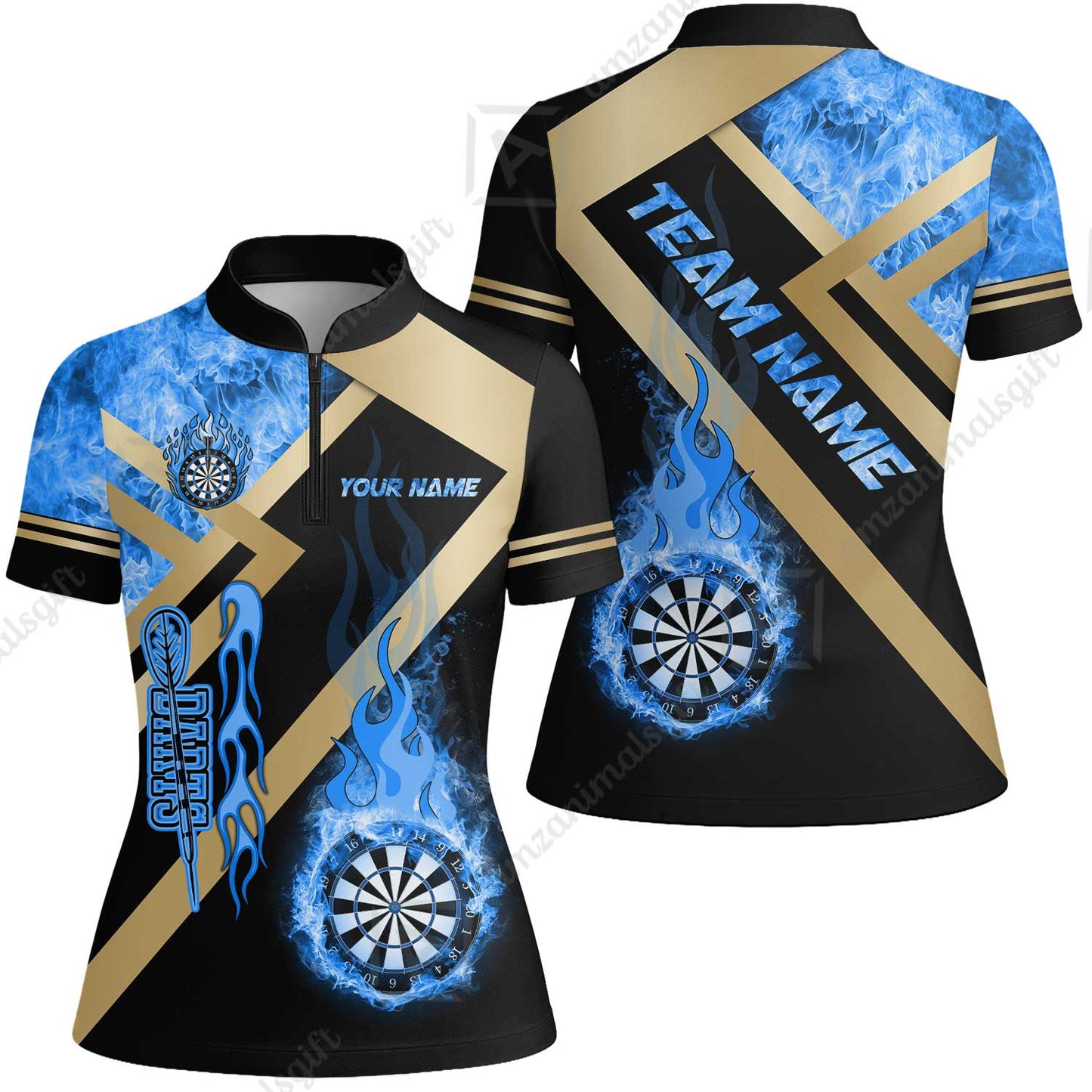 Customized Darts Women Jersey Shirt, Darts Dartboard Fire Flame Multicolor Team Women Jersey Shirt Jersey For Darts Players
