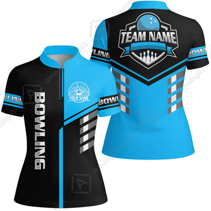 Custom Bowling Team Shirt – Modern Split Design Multicolor Option Personalized Jersey Bowling Uniform For League Players