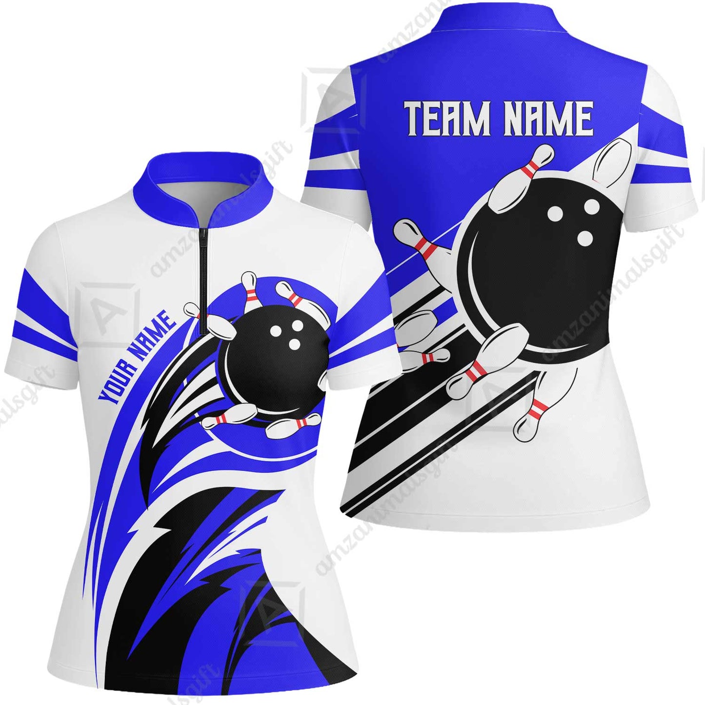 Custom Bowling Team Jersey, Bowling Player Jersey Multicolor Polo Quarter-Zip Shirts, Custom Bowling Uniforms Jerseys