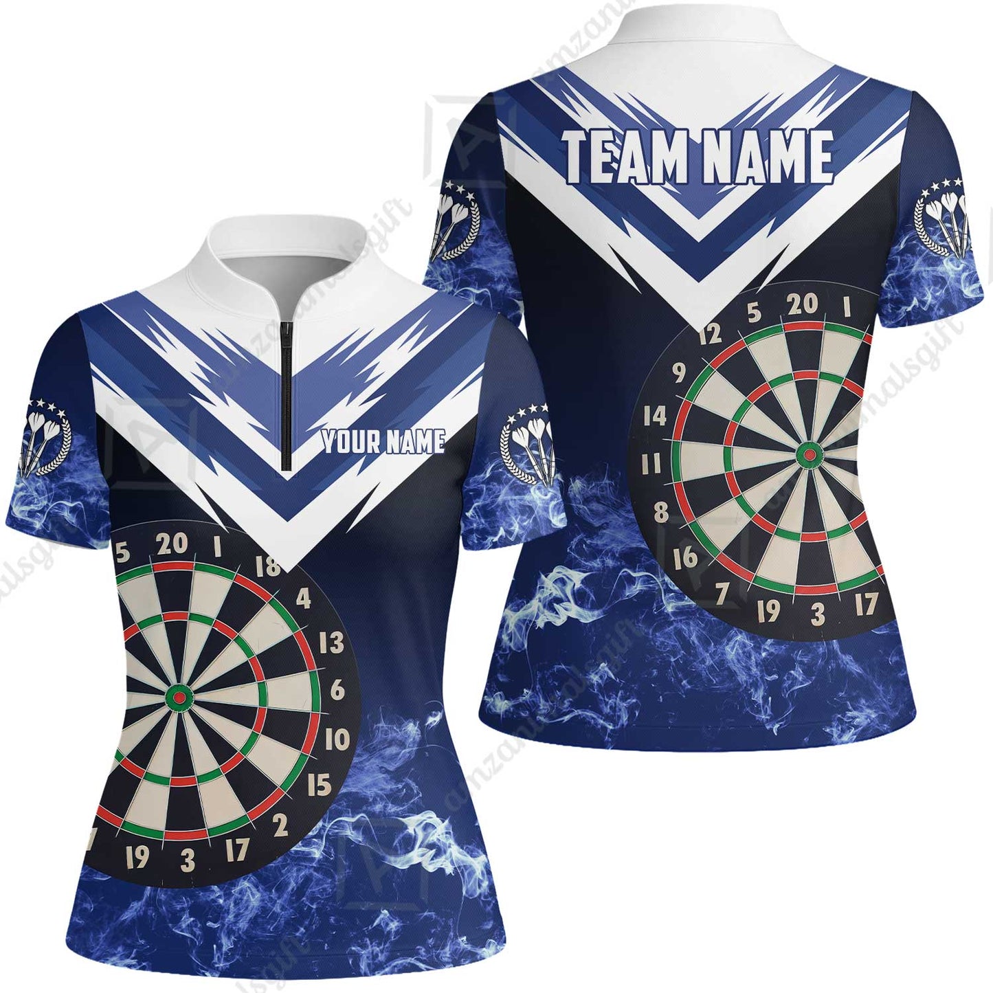 Custom Smoke Multi-Color Darts Quarter-Zip Team Shirts, Customized Name Team Name Darts Team Jerseys Uniform