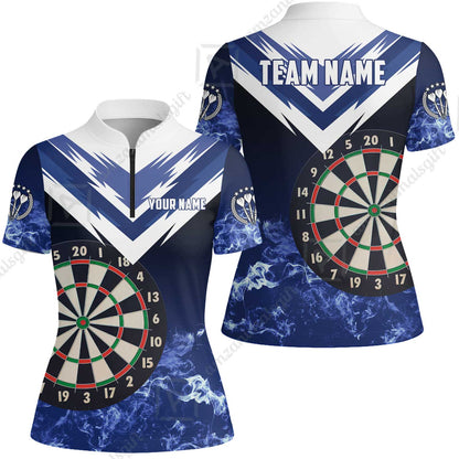 Custom Smoke Multi-Color Darts Quarter-Zip Team Shirts, Customized Name Team Name Darts Team Jerseys Uniform