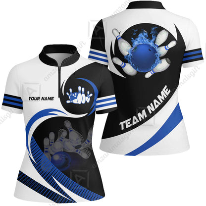 Custom Bowling Team Jersey Shirts, Custom Flame Ball Bowling Uniforms Unisex Polo, Multi Colors Personalized Name And Team Name