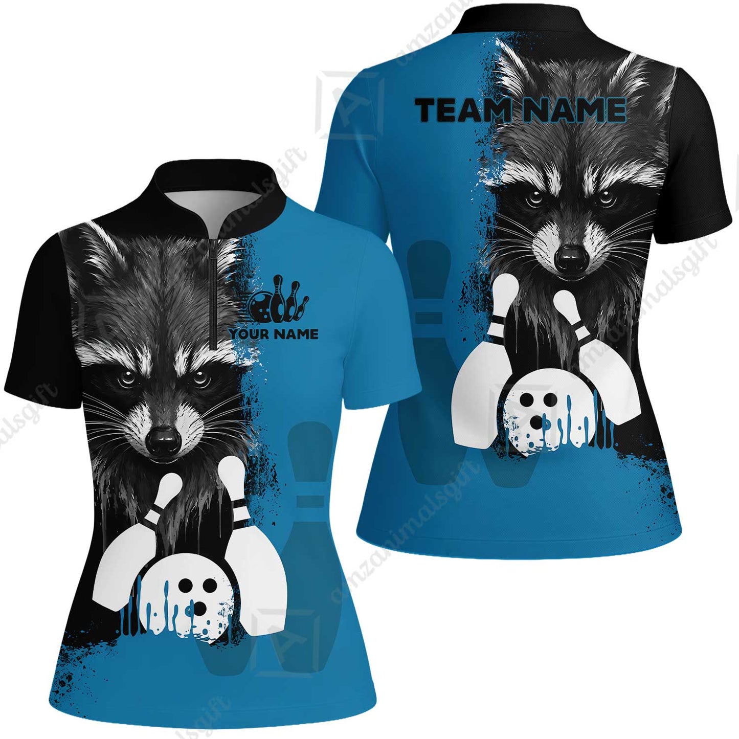 Custom Bowling Jersey Polo Shirt, Raccoon Bowling, Custom Bowling Jersey Team Shirt For Players With Name & Team Name