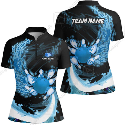 Personalized Bowling Jersey Breath Of Flaming Bowling Ball And Pins Multicolor Option Custom Name And Team Name For Bowlers