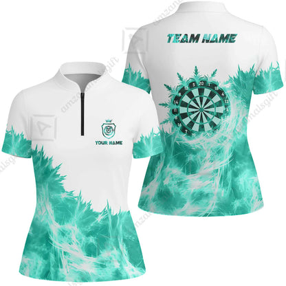 Customized Darts Women Jersey Shirt, Darts Icy Light White And Multi Color Team Women Jersey Shirt Jersey For Darts Player