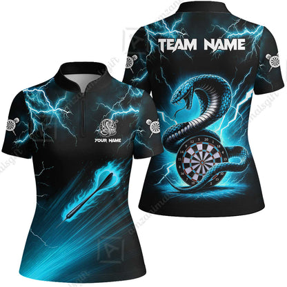Customized Darts Women Jersey Shirt, Darts Thunder Lightning Cobra Snake Multicolor Women Jersey For Darts Player