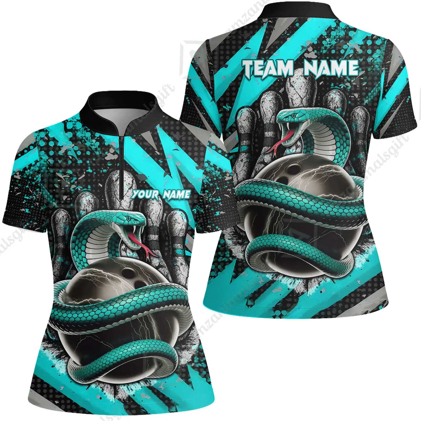 Custom Bowling Team Shirt, Bowling with King Cobra Multicolor, Bowling uniforms, King Cobra Bowling Shirt Personalized Name And Team Name
