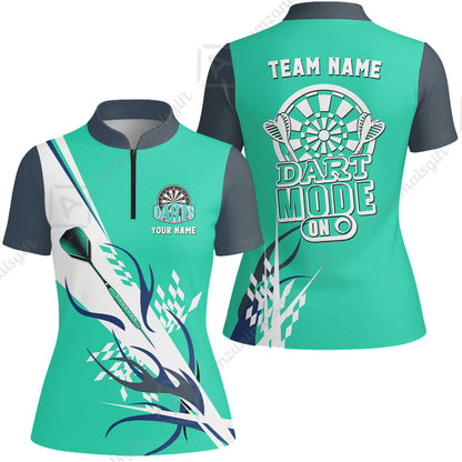 Custom Darts Mode On Multi-Color Team Jersey Polo Quarter-Zip Shirts, Customized Name Team Name Darts Team Jerseys Uniform