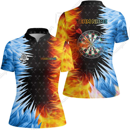Customized Darts Women Jersey Shirt, Darts Dartboard Ice And Fire Multicolor Women Jersey Shirt Jersey For Darts Players