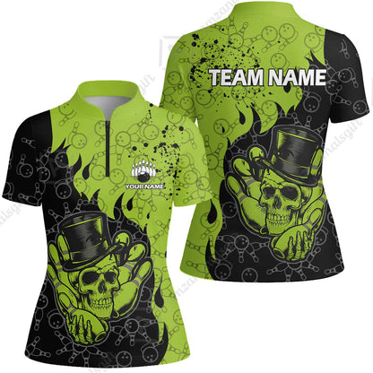 Custom Bowling Team Shirt – Skull Bowling Pattern Multicolor Personalized Jersey Bowling Uniform For League Players