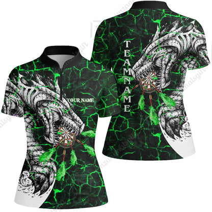 Customized Darts Team Women Jersey Shirt, Darts And Dragon With Magma Personalized Women Jersey Shirt For Darts Players
