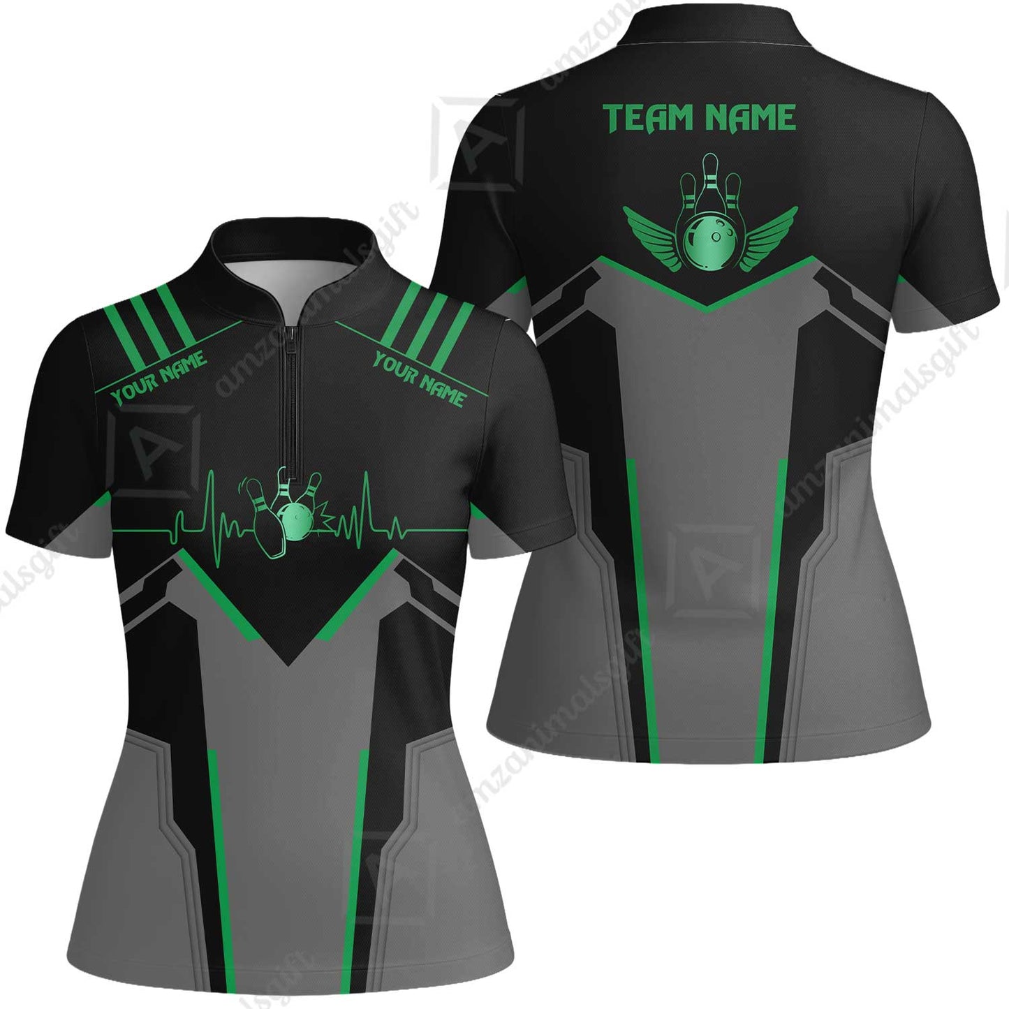 Personalized Polo Bowling Shirt Heartbeat And Esports Pattern Team Jersey Shirt For Men Women Bowlers