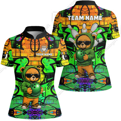 Custom Bowling Jersey Polo Shirt, Urban Street Art Bowling, Custom Bowling Jersey Team Shirt For Players With Name & Team Name