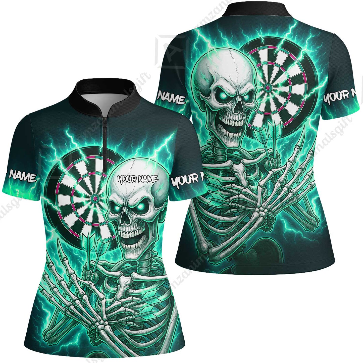 Custom Darts Team Women Jersey Shirt, Dartboard Electric Skeleton Darts Jersey Women Jersey Shirt, Custom Darts Uniforms Jersey