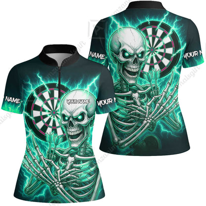 Custom Darts Team Women Jersey Shirt, Dartboard Electric Skeleton Darts Jersey Women Jersey Shirt, Custom Darts Uniforms Jersey