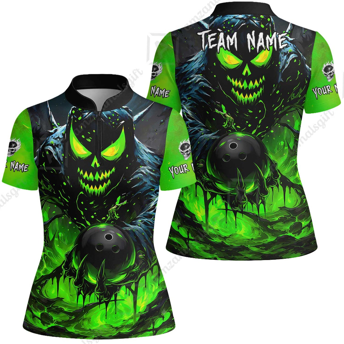 Custom Bowling Jersey Polo Shirt, Hellfire Strike, Custom Bowling Jersey Team Shirt For Players With Name & Team Name