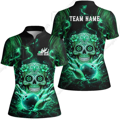 Customized Darts Team Jersey, Sugar Skull Bowler, Personalized Polo Shirt For Players With Name & Team Name