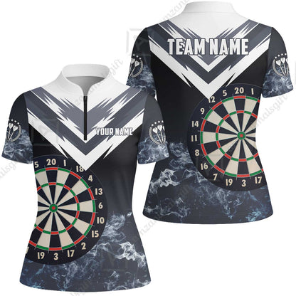 Custom Smoke Multi-Color Darts Quarter-Zip Team Shirts, Customized Name Team Name Darts Team Jerseys Uniform