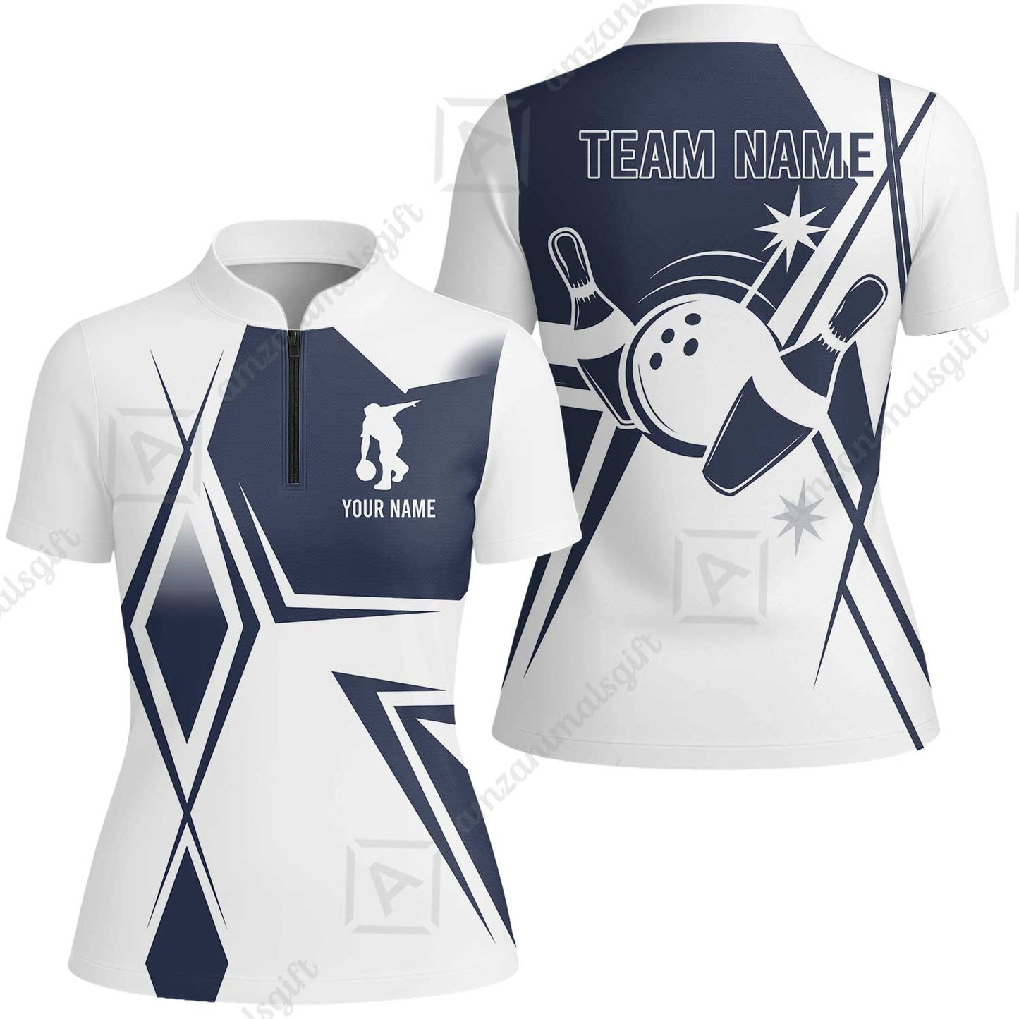 Custom Bowling Team Jersey,  Custom Name And Team Name Bowling Jersey Multicolor Polo Quarter-Zip Shirts, Custom Bowling Uniforms Jerseys