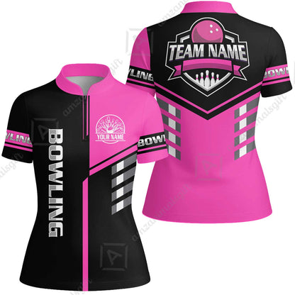Custom Bowling Team Shirt – Modern Split Design Multicolor Option Personalized Jersey Bowling Uniform For League Players