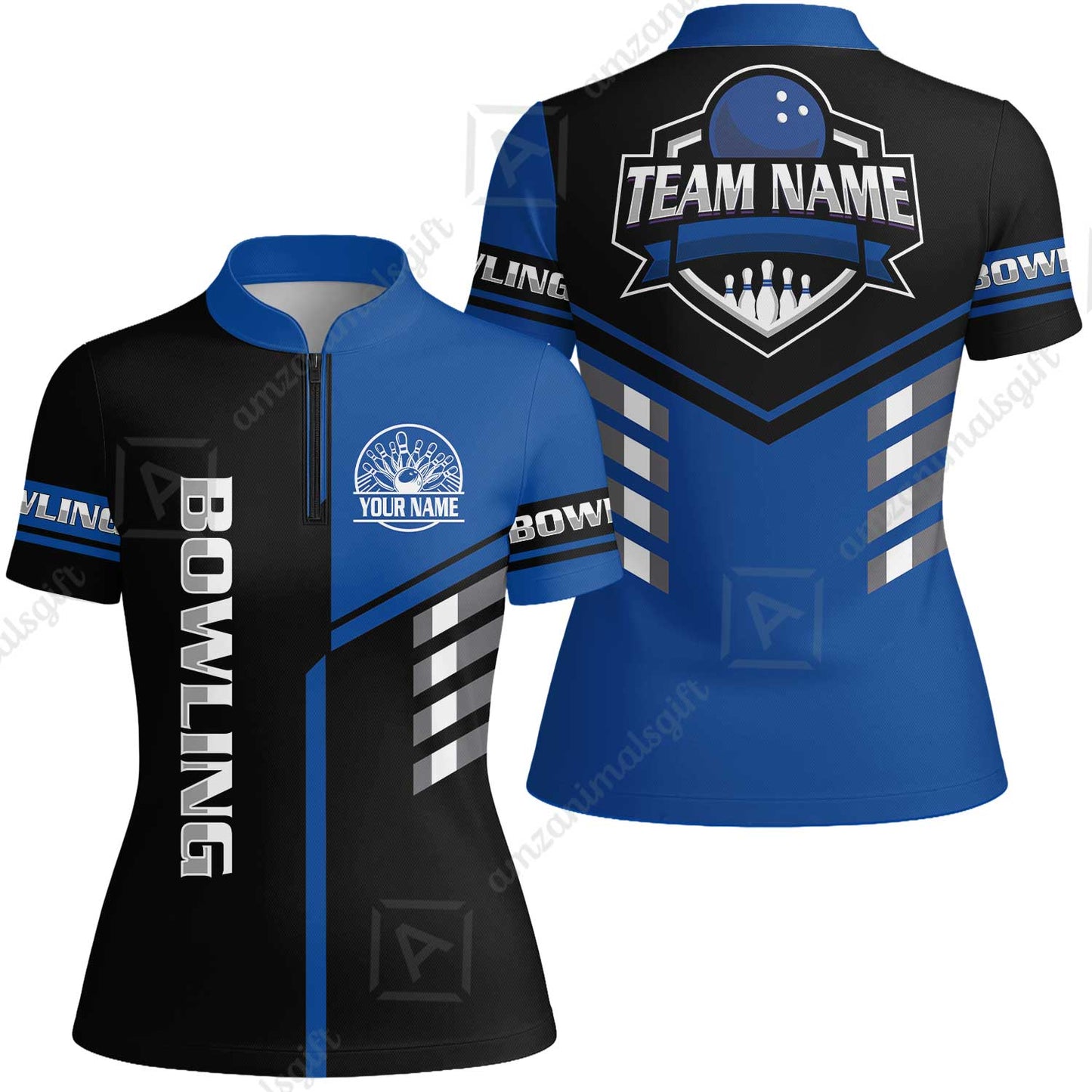 Custom Bowling Team Shirt – Modern Split Design Multicolor Option Personalized Jersey Bowling Uniform For League Players