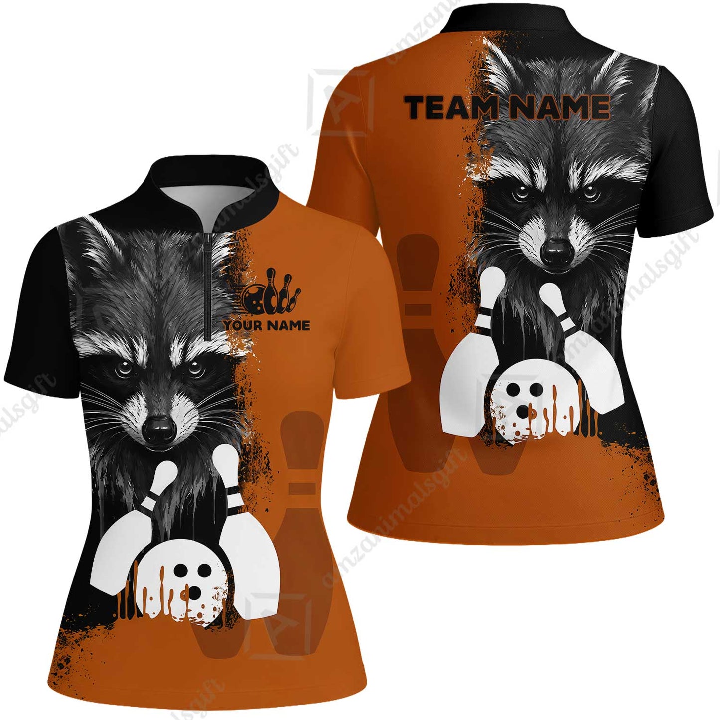 Custom Bowling Jersey Polo Shirt, Raccoon Bowling, Custom Bowling Jersey Team Shirt For Players With Name & Team Name