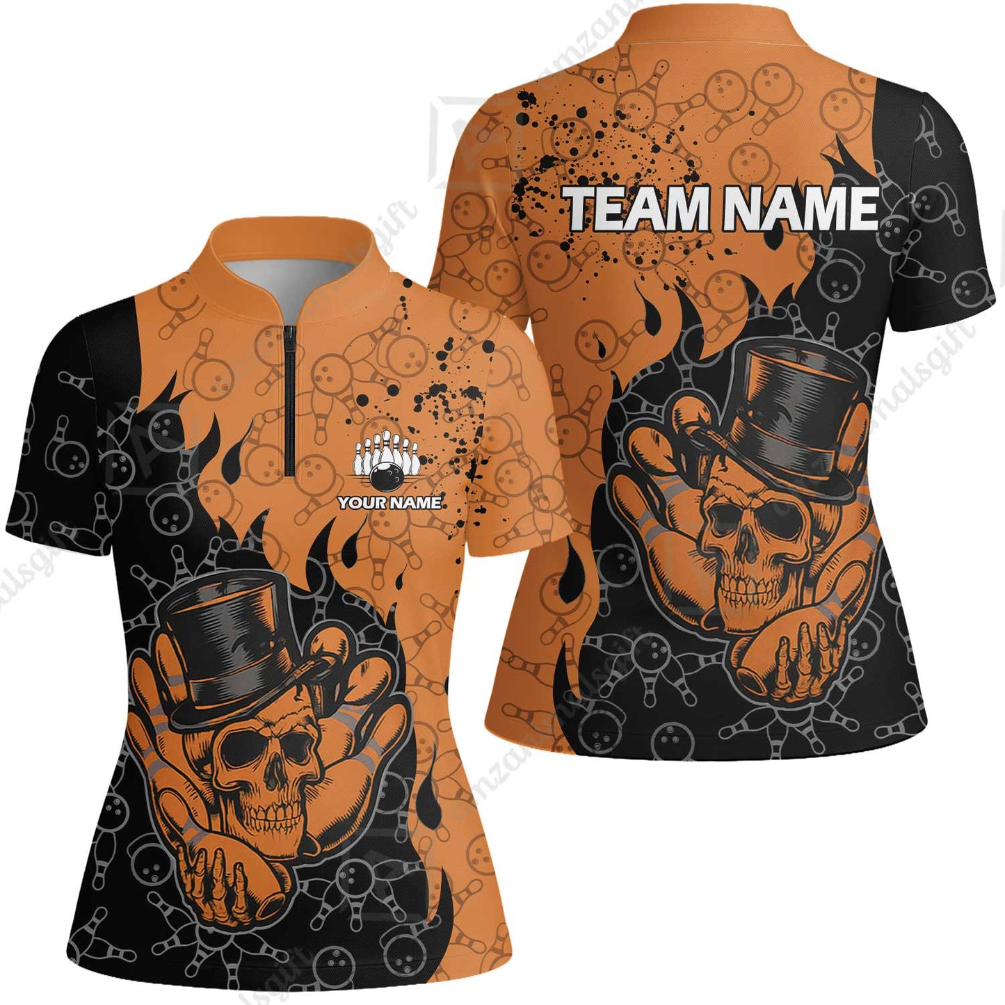 Custom Bowling Team Shirt – Skull Bowling Pattern Multicolor Personalized Jersey Bowling Uniform For League Players