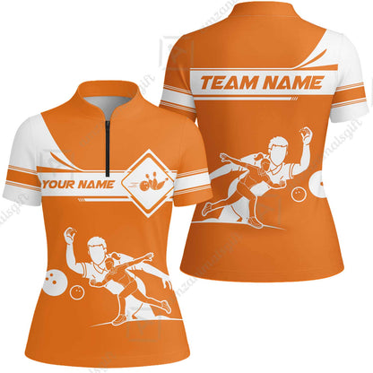 Customized Bowling Women Jersey Shirt, Men And Women Playing Bowling Ball Women Jersey Shirt Uniform Multicolor For Bowlers