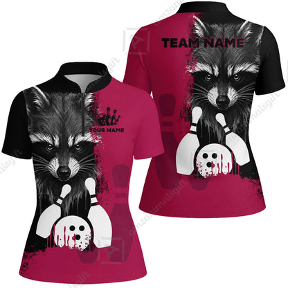 Custom Bowling Jersey Polo Shirt, Raccoon Bowling, Custom Bowling Jersey Team Shirt For Players With Name & Team Name