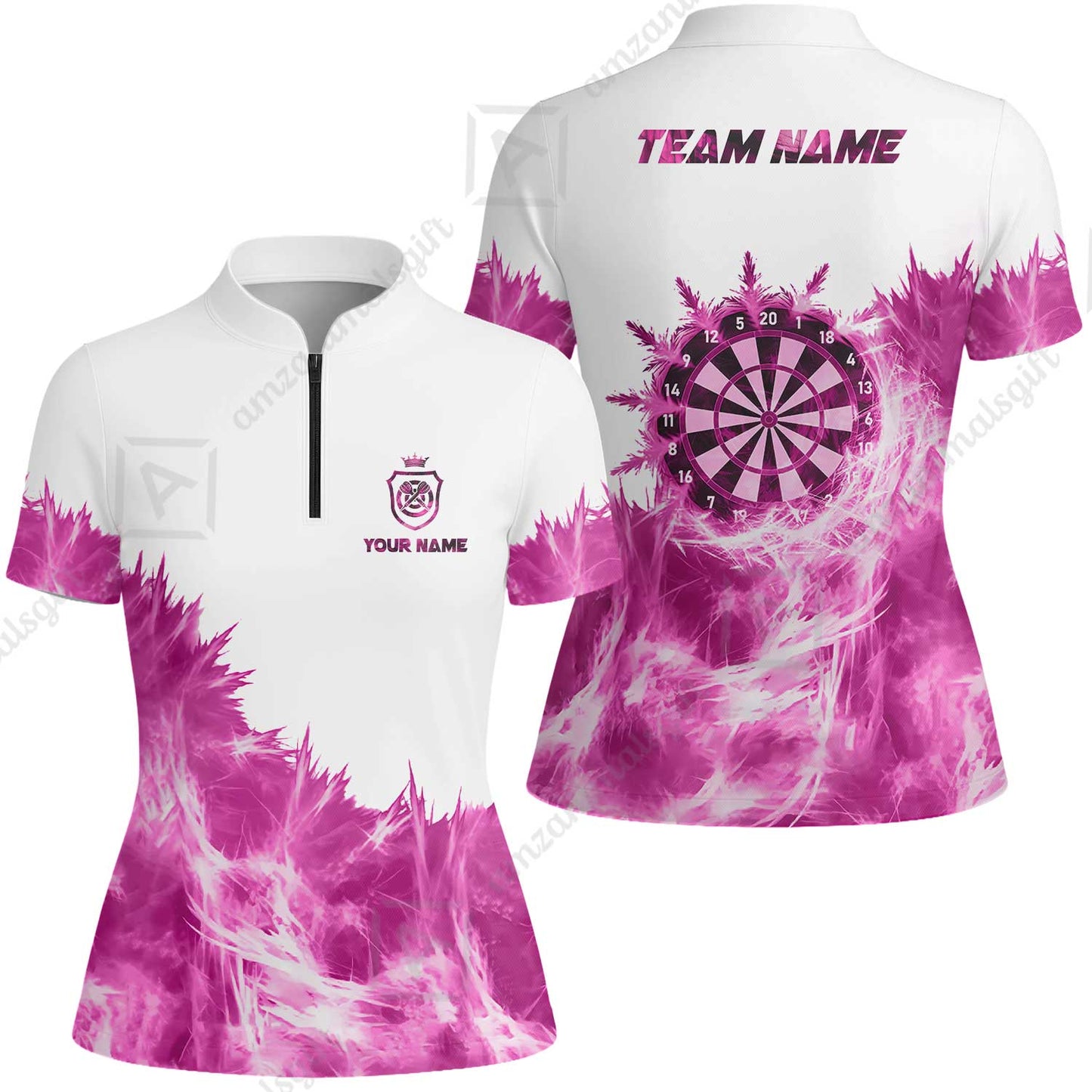 Customized Darts Women Jersey Shirt, Darts Icy Light White And Multi Color Team Women Jersey Shirt Jersey For Darts Player