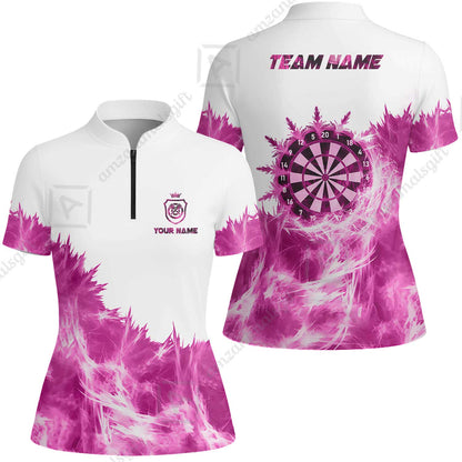 Customized Darts Women Jersey Shirt, Darts Icy Light White And Multi Color Team Women Jersey Shirt Jersey For Darts Player