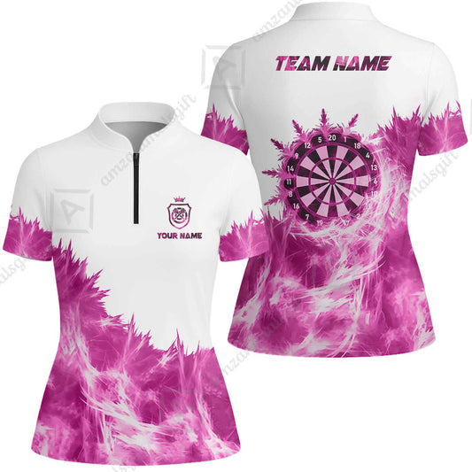 Customized Darts Women Jersey Shirt, Darts Icy Light White And Multi Color Team Women Jersey Shirt Jersey For Darts Player