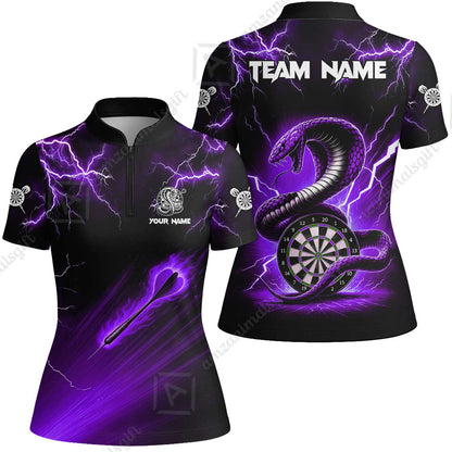 Customized Darts Women Jersey Shirt, Darts Thunder Lightning Cobra Snake Multicolor Women Jersey For Darts Player